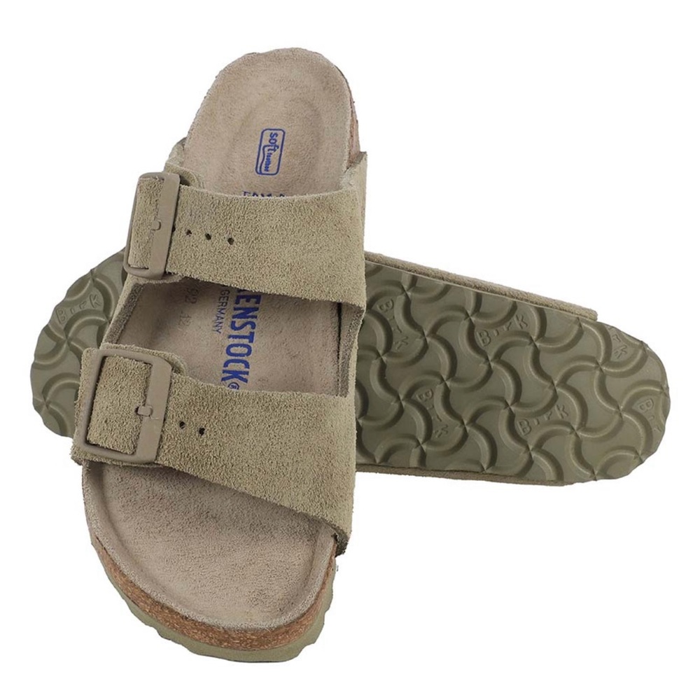 Birkenstock Arizona Suede Sandal in Faded Khaki